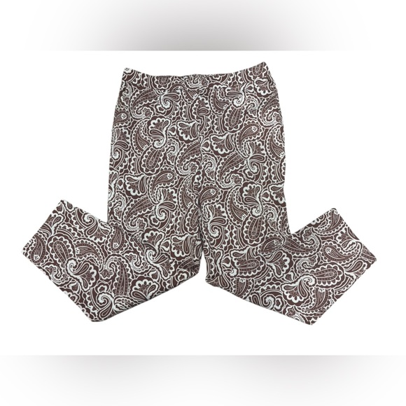 NWOT Boden Pull On Ankle Trousers Red Oak Summer Paisley Brown White Straight 10 - Picture 6 of 14